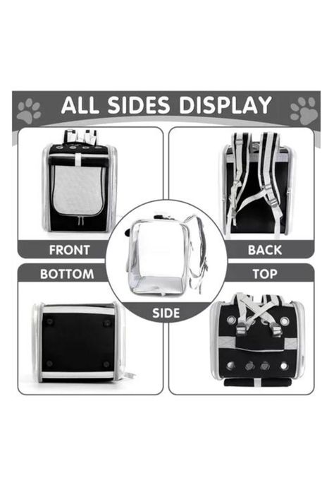 Bolso mochila porta perros jaula transporte perros y gatos negro-6