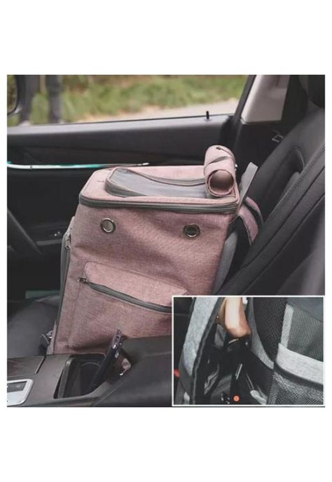 Mochila de viaje cómoda y segura para perros y gatos rosado-3