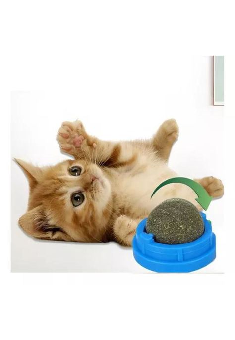 X3 bolas de catnip, juguete adhesivo, color azul-1