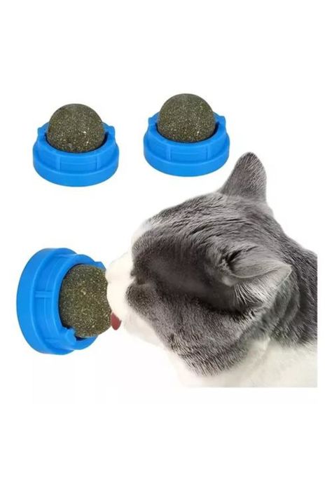 X3 bolas de catnip, juguete adhesivo, color azul-8