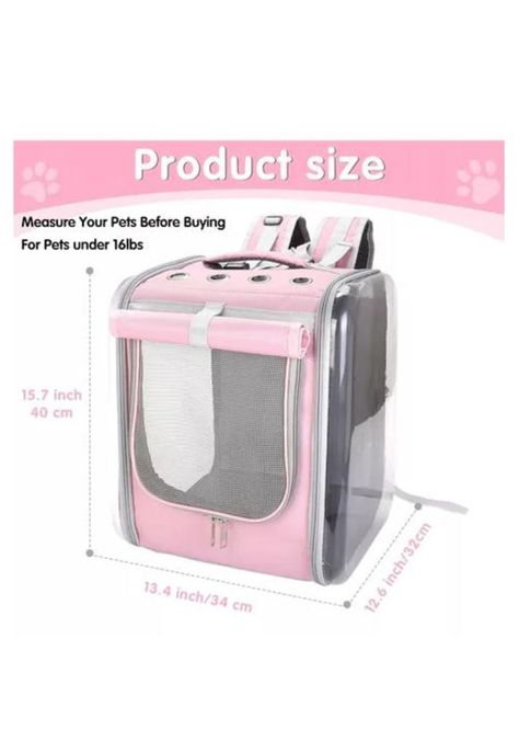 Bolso mochila porta perros jaula transporte perros y gatos rosado-3