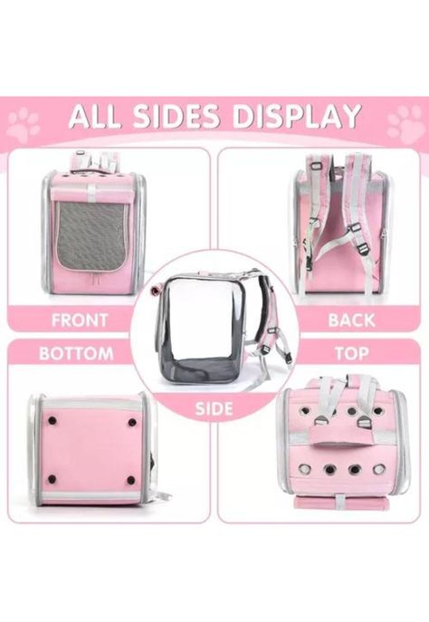 Bolso mochila porta perros jaula transporte perros y gatos rosado-5