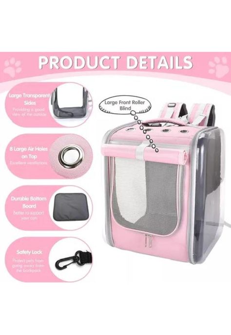 Bolso mochila porta perros jaula transporte perros y gatos rosado-6