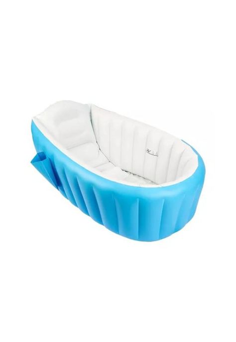 Bañera inflable portátil tina para bebés, color azul-0