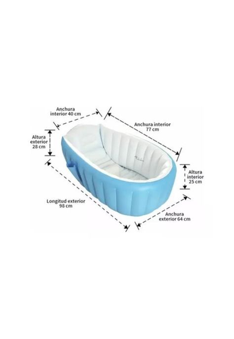Bañera inflable portátil tina para bebés, color azul-4