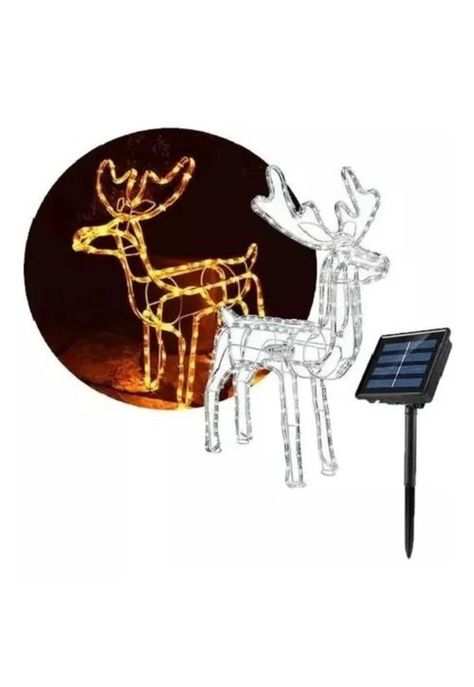 Reno solar de Navidad con luces LED 95 cm color amarillo-0