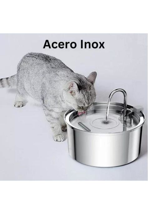 Fuente de Agua para Gato - Acero Inoxidable, Llave Silenciosa-2