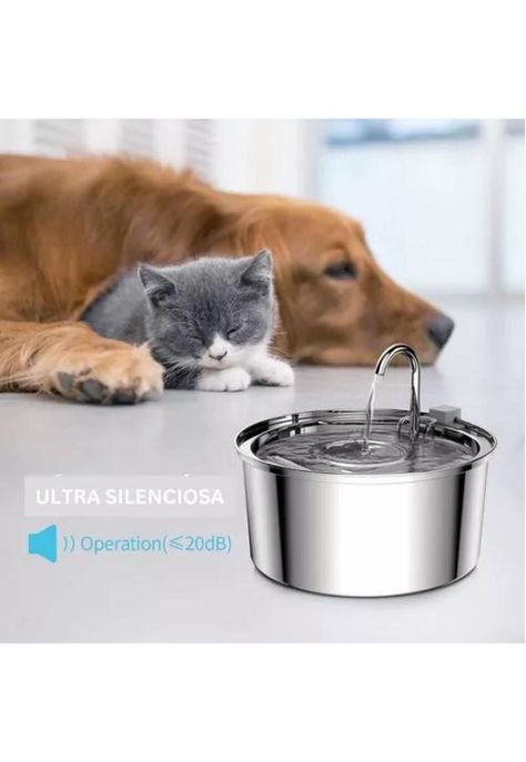 Fuente de Agua para Gato - Acero Inoxidable, Llave Silenciosa-5
