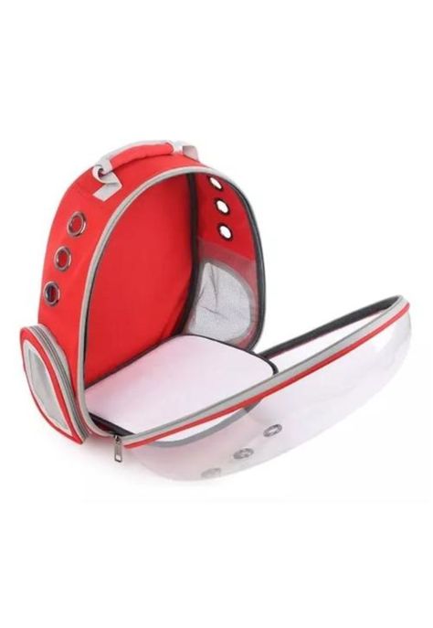 Bolso canil gato mochila transportadora para mascotas perros rojo-3