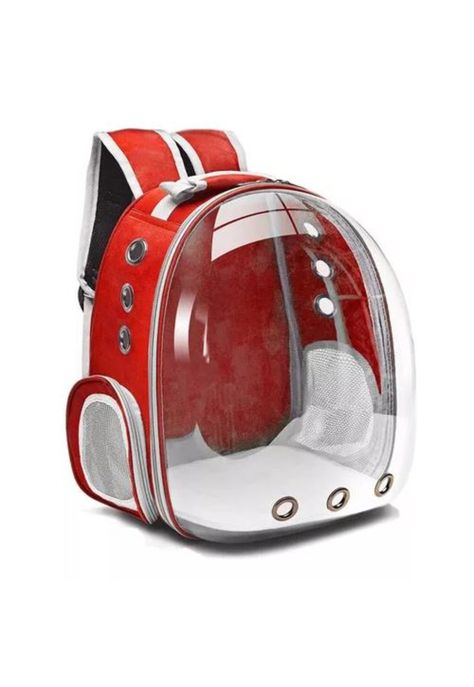 Bolso canil gato mochila transportadora para mascotas perros rojo-6