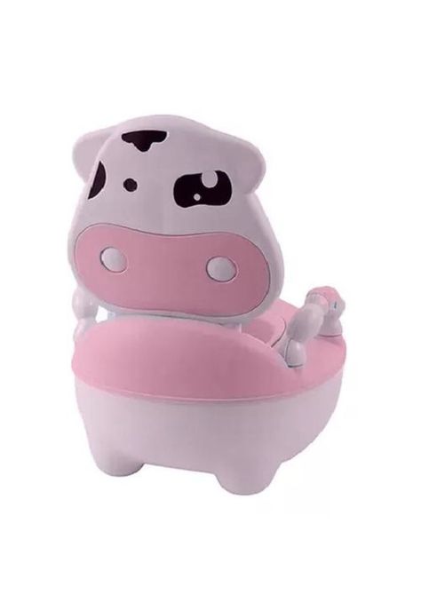 Pelela Bacinica Baño Infantil - Para Niños, Vaquita, Color Rosa, con Cojín-2