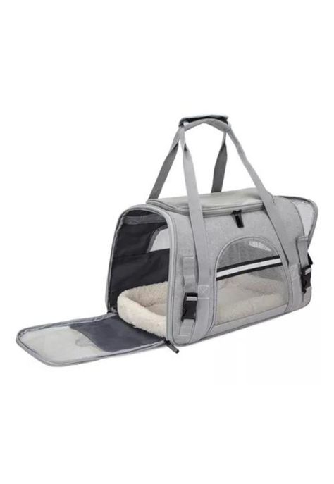 Bolso transportador para mascotas gris-1