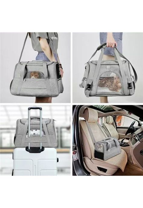 Bolso transportador para mascotas gris-4