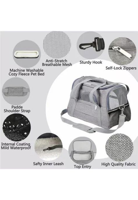 Bolso transportador para mascotas gris-5