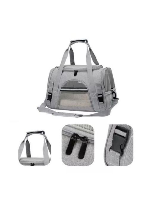 Bolso transportador para mascotas gris-6