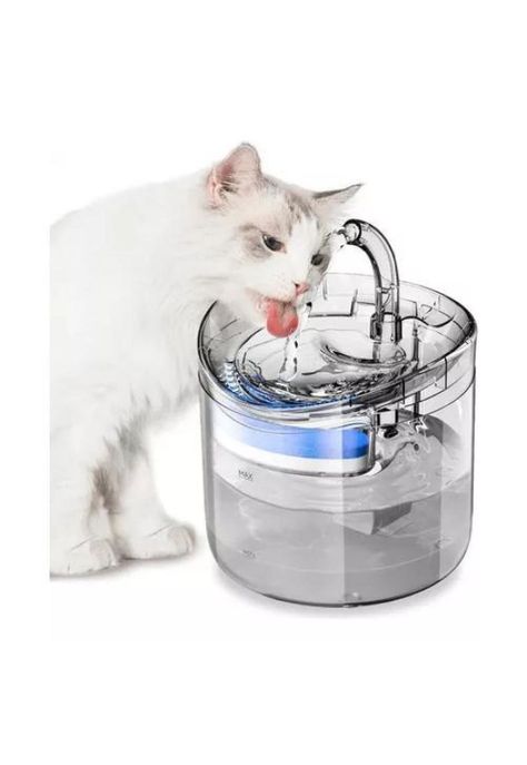 Fuente bebedero para gatos y mascotas, color transparente-3