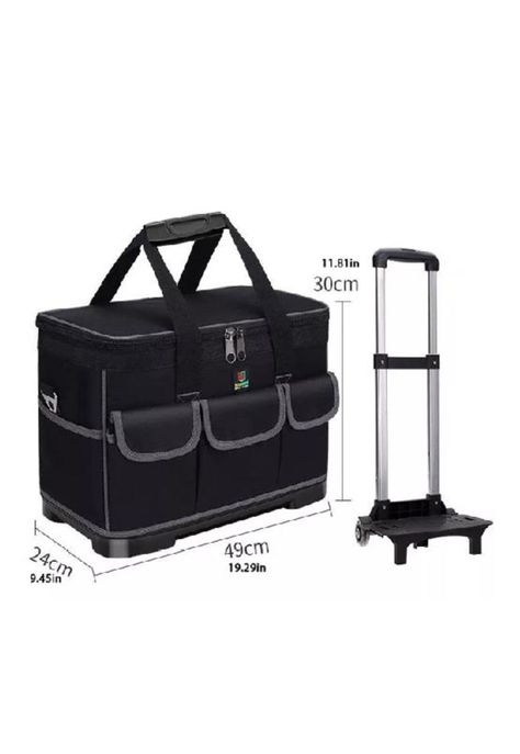 Bolso porta herramientas con ruedas, 20", color negro-3