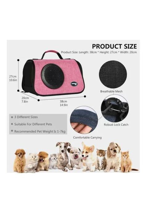 Bolso de transporte cápsula para mascotas malla transpirable fucsia-3