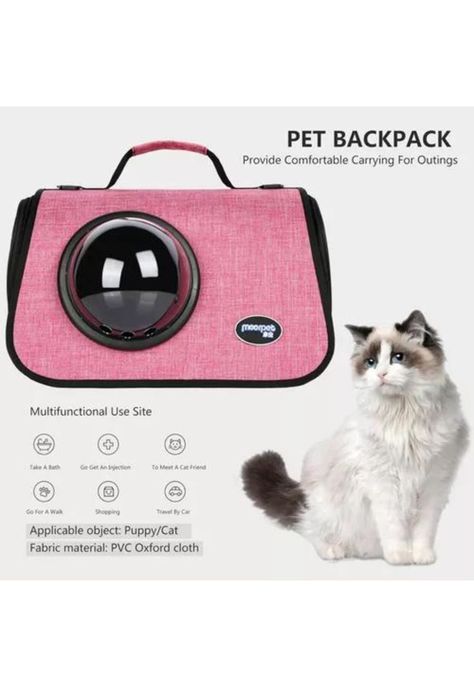 Bolso de transporte cápsula para mascotas malla transpirable fucsia-4
