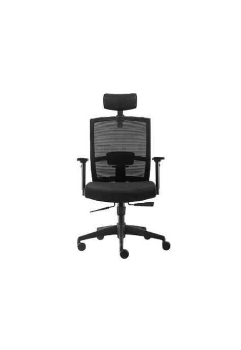 Silla de oficina Taylor Syncro con cabecero color negro-0