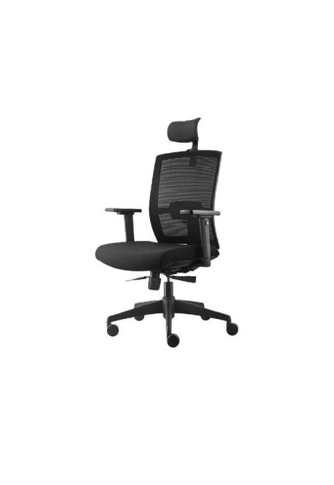 Silla de oficina Taylor Syncro con cabecero color negro-1
