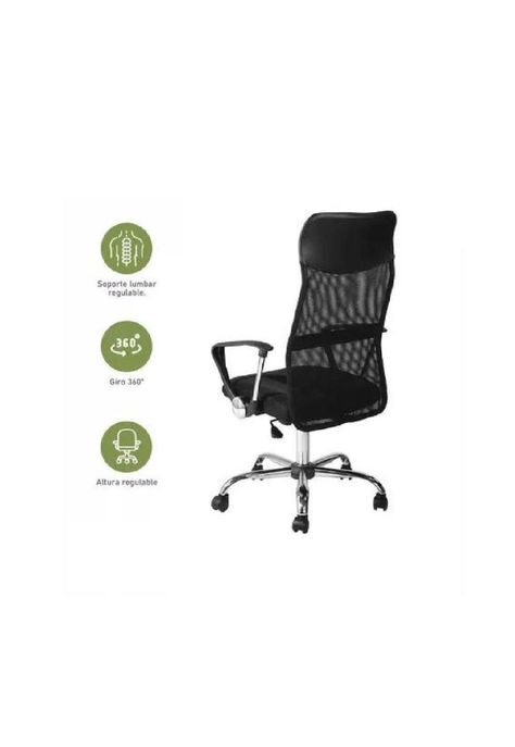 Silla de oficina High Mesh con respaldo alto color negro-1