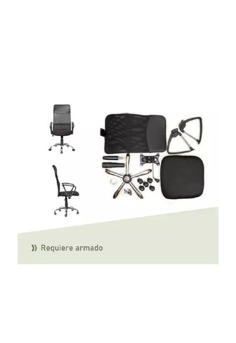 Silla de oficina High Mesh con respaldo alto color negro-2