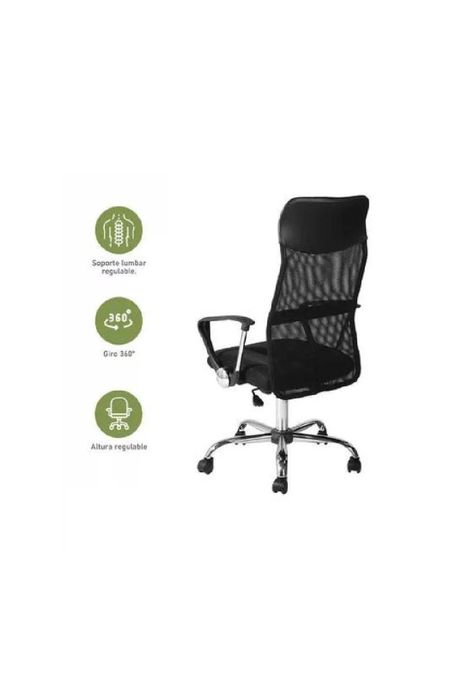 Silla de oficina High Mesh con respaldo alto color negro-3