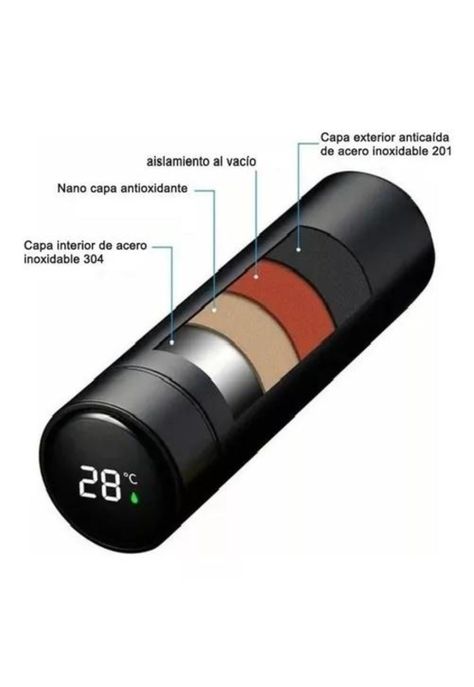 Termo Digital de Acero Inoxidable - Inteligente, 500 ml, Color Rojo-3