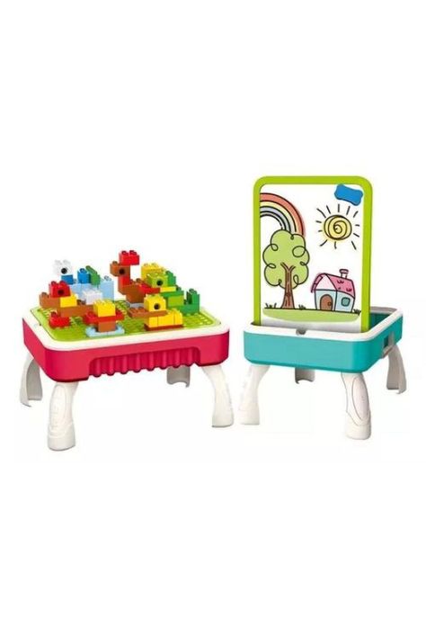 Mesa de Aprendizaje 2 en 1 - Bloques de Construcción y Pizarra 58 pcs-1