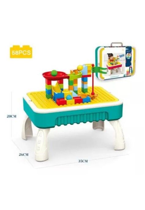 Mesa de Aprendizaje 2 en 1 - Bloques de Construcción y Pizarra 58 pcs-2