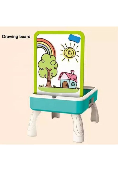 Mesa de Aprendizaje 2 en 1 - Bloques de Construcción y Pizarra 58 pcs-4
