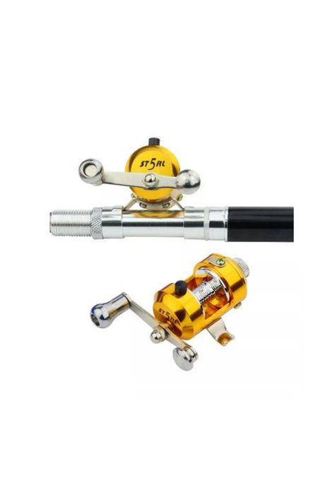 Kit de caña de pescar telescópicas mini forma de bolígrafo, negro-4