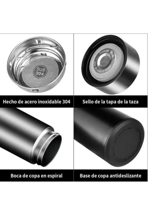 Taza Termo Inteligente - Digital, Táctil, LED de Temperatura, Color Negro-5
