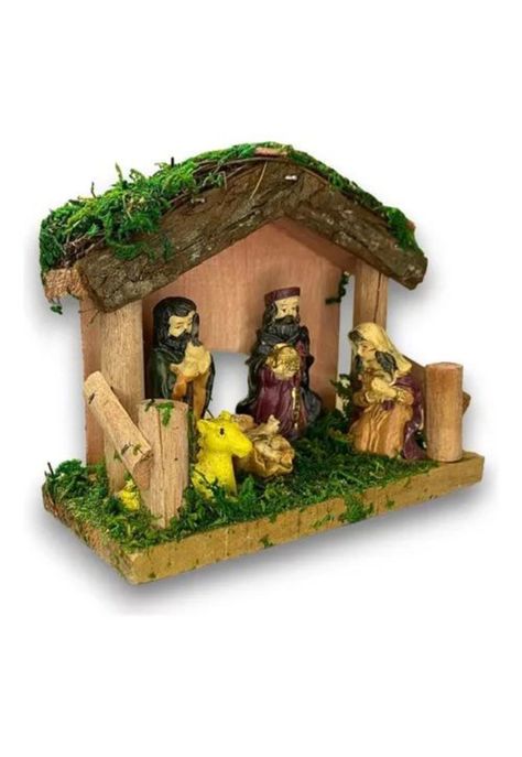 Pesebres navideños nacimiento, pesebre de madera 11 cm-1