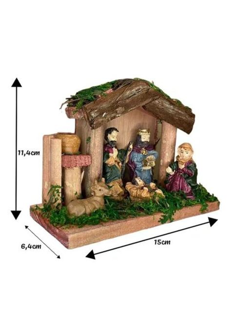 Pesebres navideños nacimiento, pesebre de madera 11 cm-2