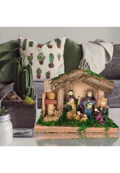 Pesebres navideños nacimiento, pesebre de madera 11 cm-3