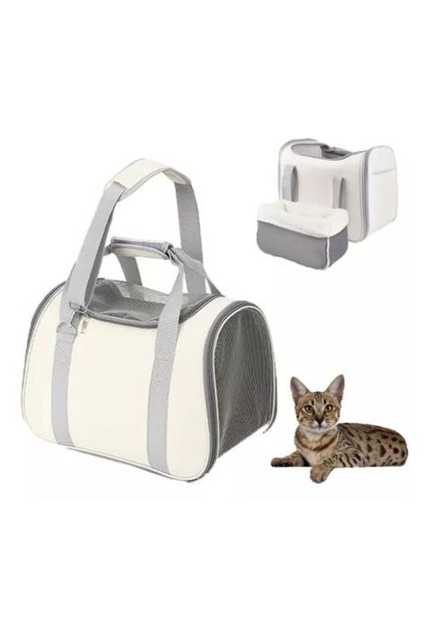Bolsa mochila para transporte de mascotas perro y gato 20 L blanco-0