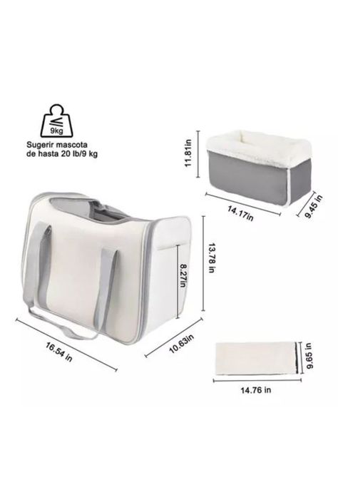 Bolsa mochila para transporte de mascotas perro y gato 20 L blanco-1