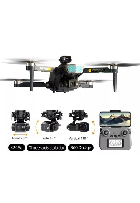 Drone 4k GPS wifi plegable con cámara doble, 3 baterías negro-5