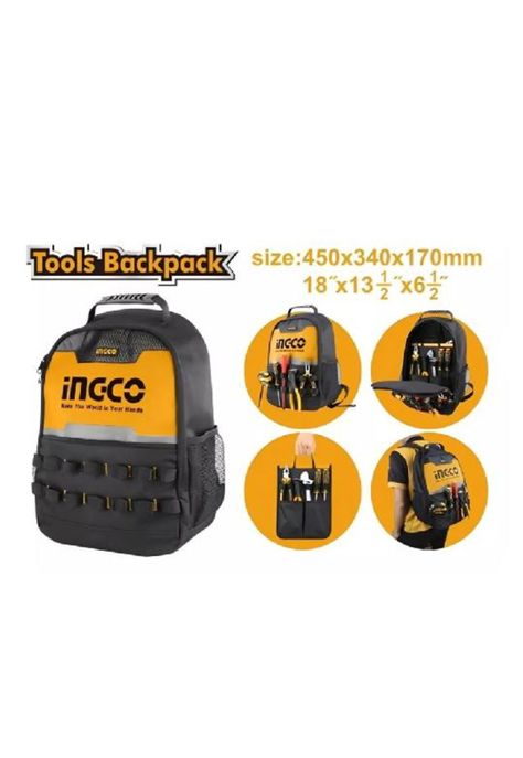 Mochila industrial porta herramientas 45x34x17 cm, carga 8 kg, color negro-4