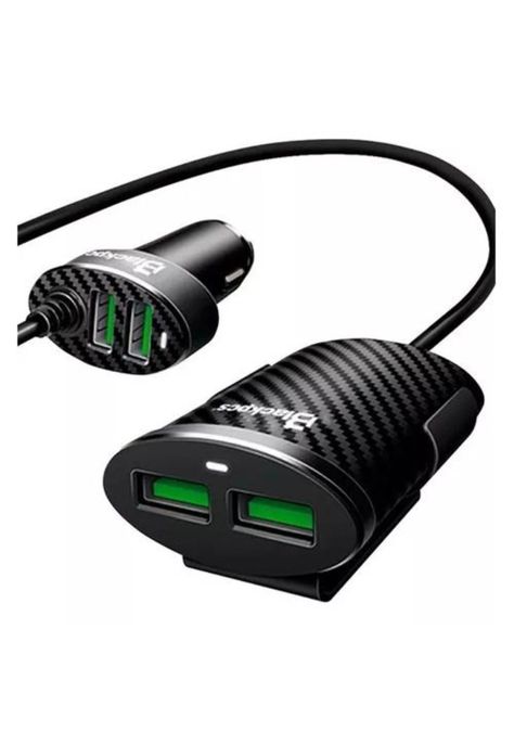 Cargador de auto Blackpcs 4 puertos USB con extensión 1 metro-0