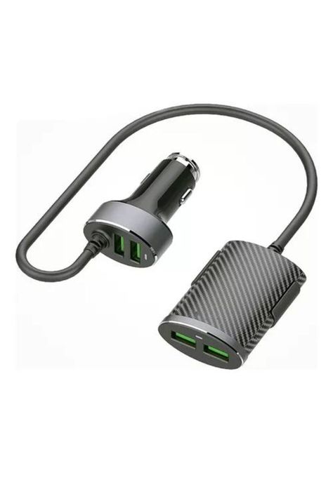 Cargador de auto Blackpcs 4 puertos USB con extensión 1 metro-2