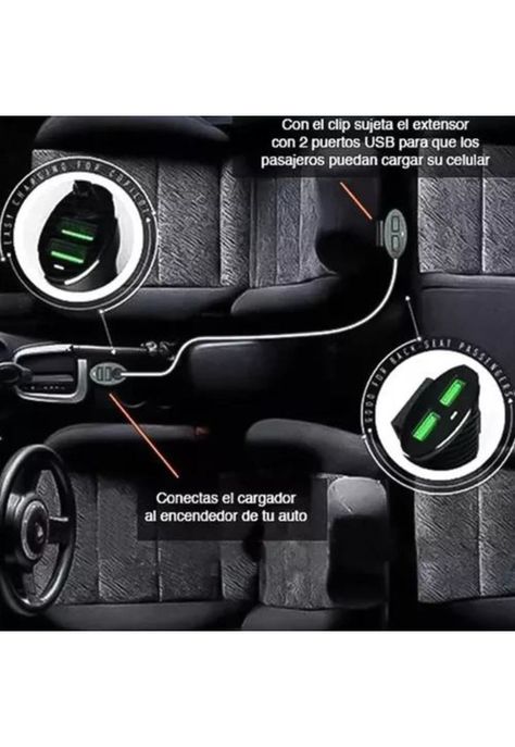 Cargador de auto Blackpcs 4 puertos USB con extensión 1 metro-6