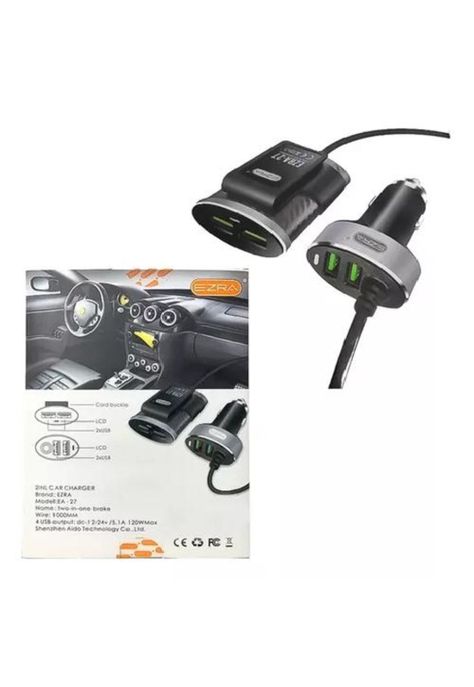 Cargador de auto Blackpcs 4 puertos USB con extensión 1 metro-7