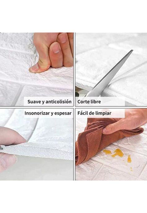 Pack de 10 Láminas de Papel Mural 3D Ladrillo Blanco 77x70cm-4