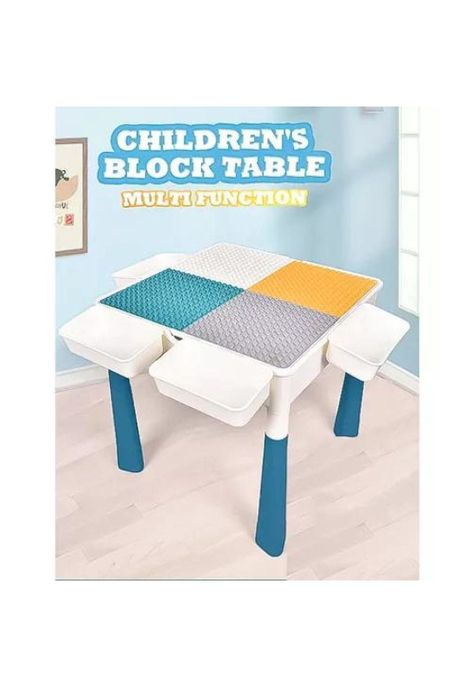 Mesa didáctica de bloques de construcción 200 piezas y 2 sillas blanca-5