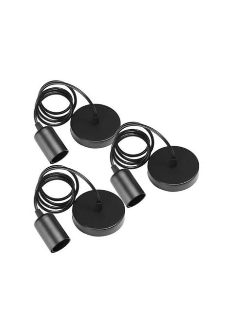 Soquete E27 lámpara colgante 3 unidades color negro-1