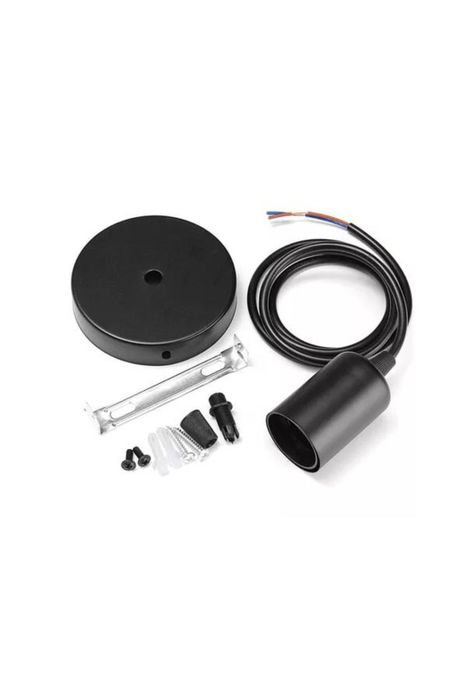 Soquete E27 lámpara colgante 3 unidades color negro-2