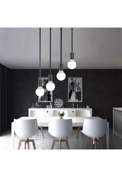 Soquete E27 lámpara colgante 3 unidades color negro-5